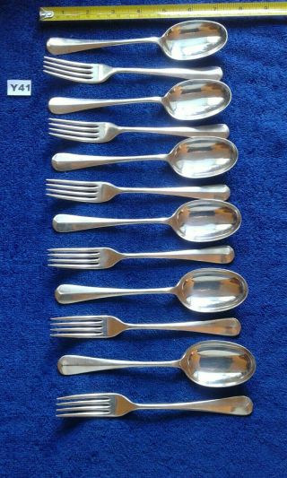 " Ratrail " Old English Full Set Of 12 Dessert Forks And Spoons By Cavendish