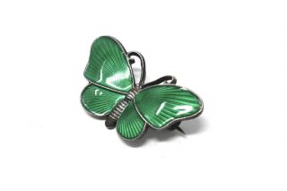 A Lovely Antique Art Deco Sterling Silver 925 Norway Enamelled Butterfly Brooch