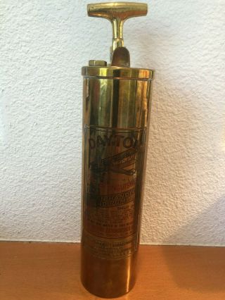 Old Antique Daytona Brass Hand Held Fire Extinguisher
