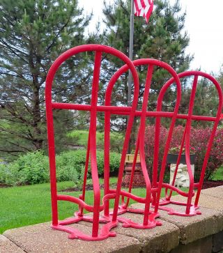 Antique Red Cast Iron Saddle Rack Wall Mount Equestrian Made In England K.  L.  W.