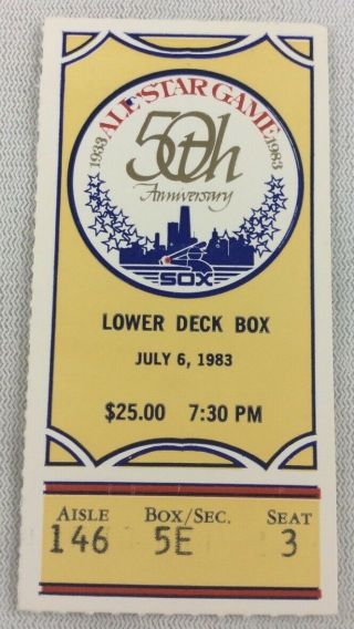 Mlb 1983 07/06 50th Anniversary Baseball All - Star Game Ticket Stub - Chicago Ws