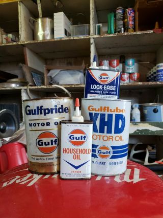 Vintage Gulf Motor Oil Cans
