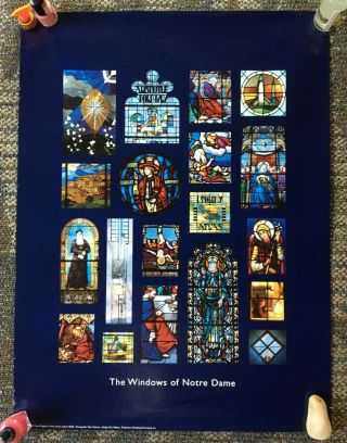 The Stained Glass Windows Of Notre Dame University Vintage Poster Ex,