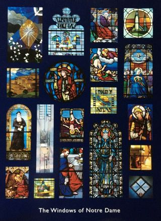 THE STAINED GLASS WINDOWS OF NOTRE DAME UNIVERSITY VINTAGE POSTER EX, 2