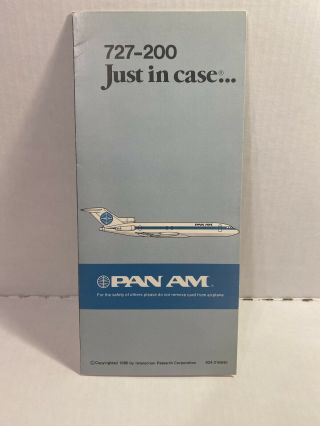 Pan Am Boeing 727 - 200 Safety Card