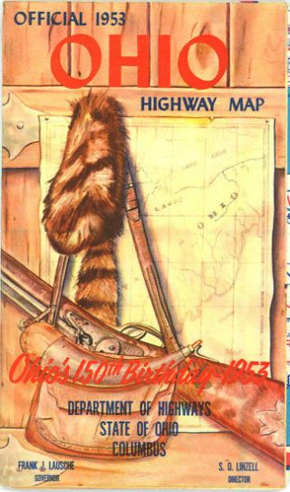 1953 Ohio Official Road Map From State Highway Department