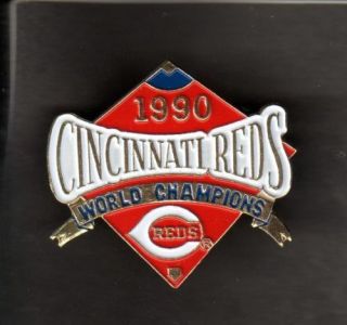 1990 World Champion Cincinnati Reds Hat Pin Back Button 1 - 3/8 "