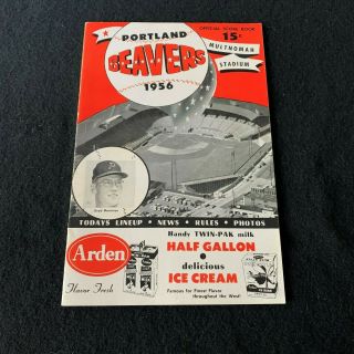 1956 Pcl Baseball Program Portland Beavers Vs Sacramento Solons Pacific Coast Lg