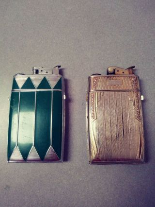 Two Vintage Evans Cigarette Case And Lighter Combo Art Deco