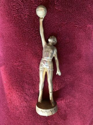 Vintage 7 1/2 Inch Solid Metal Basketball Player Trophy Topper Male Athlete