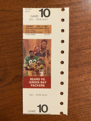 1984 Chicago Bears Vs Green Bay Packers Ticket Soldier Field Walter Payton