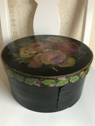 Antique/vintage Round Wooden Pantry Cheese Primitive Box Painted