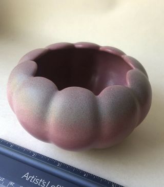 Vintage Niloak Pottery Bowl Matte Pink Gradient Scalloped Edge