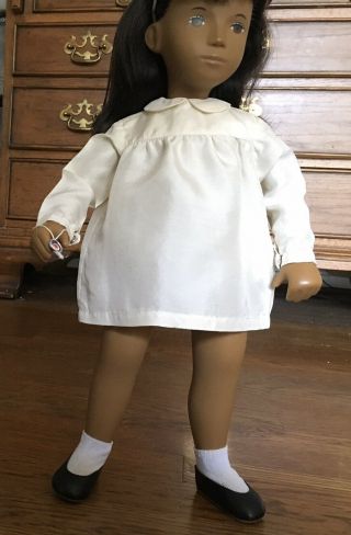 Authentic 80s Vintage 16 " Sasha Doll Clothes White Silk Dress & Shoes