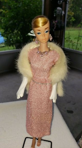 Vintage Doll Clone Premier Babs Suzette Tressy Barbie 60s Pink Metallic Dress