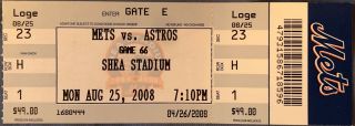 York Mets Ticket Stub 8 - 25 - 2008 The Final Season