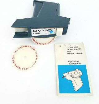 Vintage Dymo 1700 Label Maker With 2 Wheels And Instructions