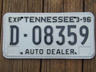 D 08359 = March 1996 Tennessee Auto Dealer License Plate Mancave Art