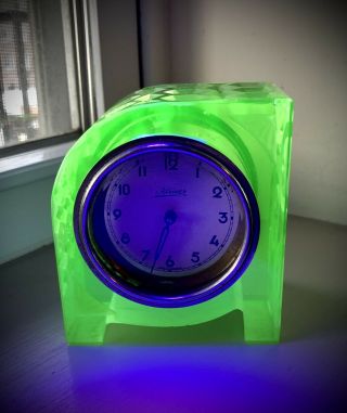 Antique Vaseline Uranium Glass German Clock