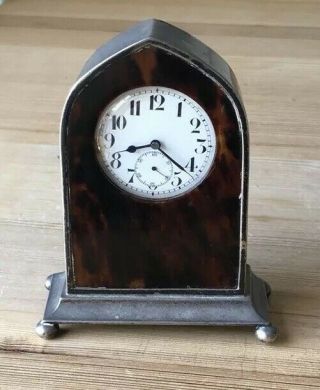 Antique Silver And Faux Tortoiseshell Clock For Restoration Birm 1920