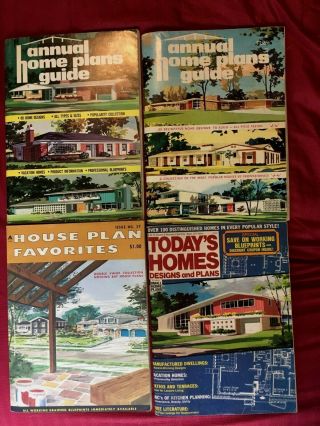 4 Dif Vintage House Plan / Home Blueprint Magazines 1971 - 72; Great Retro Designs