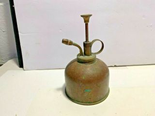 Vtg Brass Thumb Pump Oil Can Perfect For Man Cave Decor Classic Car Garage