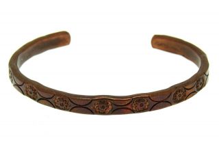Antique Vtg Native American Navajo Stamped Copper Ingot Bracelet Cuff Signed Siy
