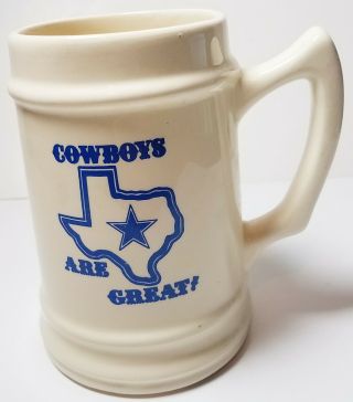 Dallas Cowboys Are Great Large Coffee Mug Cup Vtg Nfl Texas Logo Made In Usa