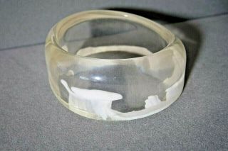 Vintage Clear Lucite Plastic Waived Bangle Bracelet With Dripping Inlay
