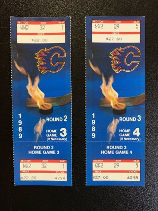 1989 Nhl Calgary Flames Stanley Cup Playoff Tickets Round 2 & 3