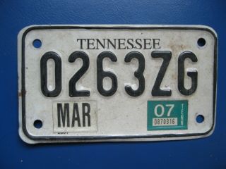 2007 Tennessee Motorcycle License Plate 0263zg