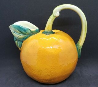 Vintage Sur La Table,  Orange Ceramic Pitcher 9201,  Made In Italy