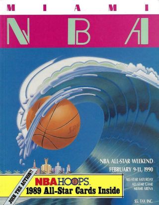 1990 Nba All Star Game Program With Hoops Promo Cards Magic,  Isiah Thomas -