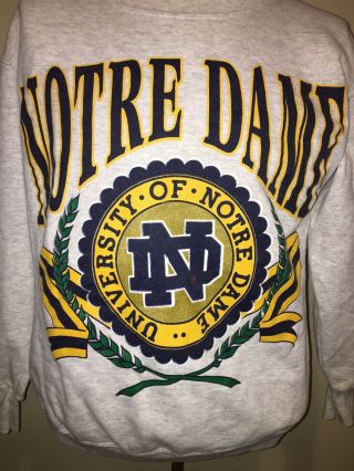 Vintage Nutmeg Mills University Of Notre Dame NCAA Gray Sweater Medium Made USA 2