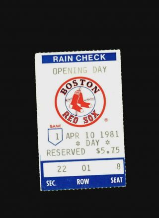 Boston Red Sox Ticket Stub Fenway April 10 1981 Carlton Fisk Returns White Sox