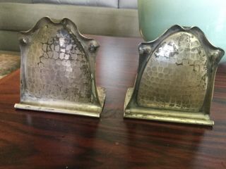 Antique Roycroft Arts And Crafts Bookends Hammered Metal Mission