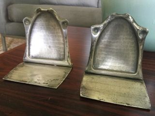 Antique Roycroft Arts and Crafts Bookends Hammered Metal Mission 2