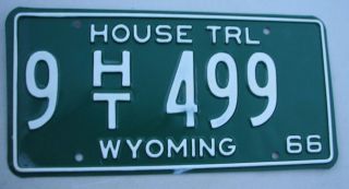 Wyoming 1966 House Trailer License Plate " 9 Ht 499 " Low No.  Wy Wyo 66