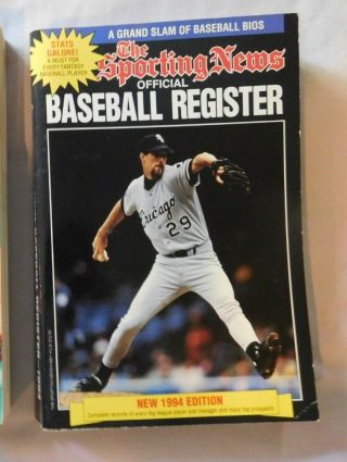 1994 The Sporting News Complete Baseball Register Jack Mcdowell White Sox