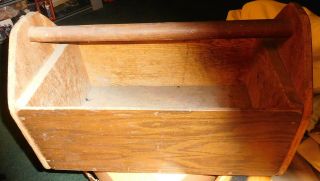 Vintage Handmade Primitive Wooden Tool Box Cutlery Caddy Wood Handle Bin Carrier