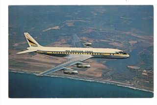 1950s Pan American Grace Airways Panagra Douglas Dc - 8 Jetliner Postcard