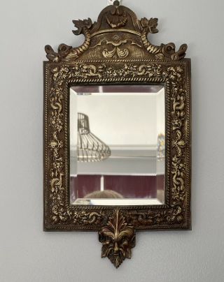 Vintage Rococo Style Brass Framed Mirror