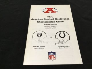 1970 Afc Championship Game Media Guide Program Baltimore Colts Oakland Raiders