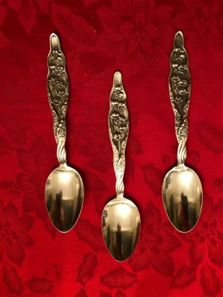 Antique Sterling Silver Whiting Lily Of The Valley Spoons (3) 5 7/8 "