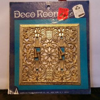 Vintage Deco Room Filagree Gold Double Light Wall Plate Switch Cover Tack Co