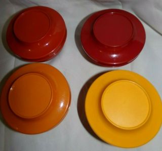 Set Of 4 Vintage Tupperware Seal & Serve Bowls & Lids Harvest Colors 1436