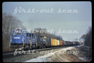 Slide - Conrail Cr 6729 Sd - 50 Action On Seco At South Byron Ny 1986