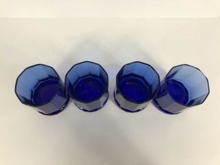 Vintage Anchor Hocking Essex Cobalt Blue Tumbler Glasses Low Water 10 - Sided X4 2