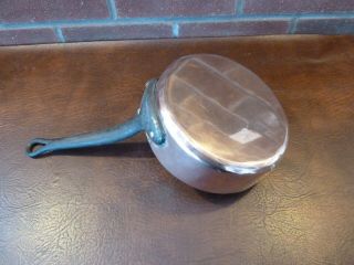 Vintage French " Tissier " 18cm Copper Saute / Frying Pan Tin Lined Weight 1.  5kgs
