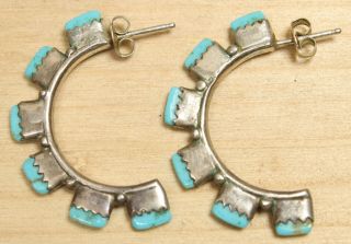 Vintage Handmade Sterling Silver Turquoise Stud Earrings 812 - 22